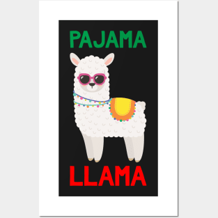 Pajama Llama - Funny Christmas Pajama Llama Posters and Art